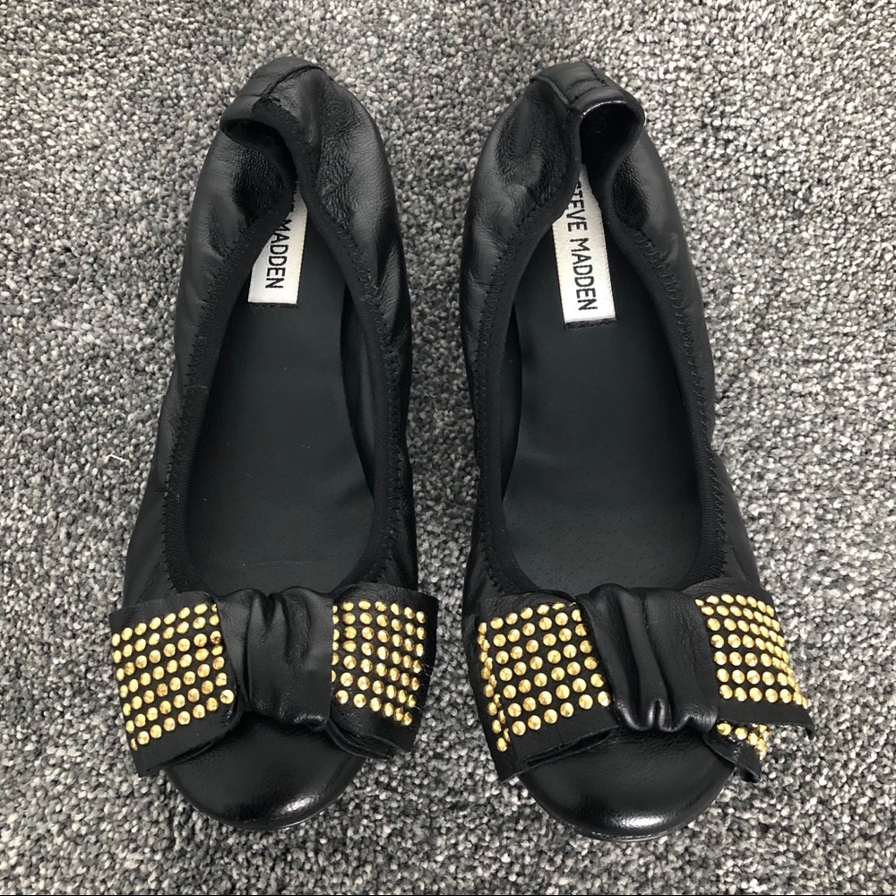 Steve Madden Leather Studded Ballet Flats w/ Bow